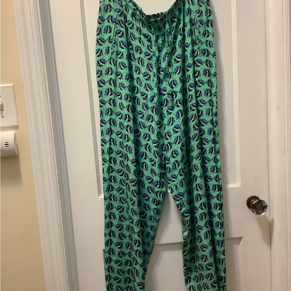 Escada Vintage Green Printed Women's Silk Pants